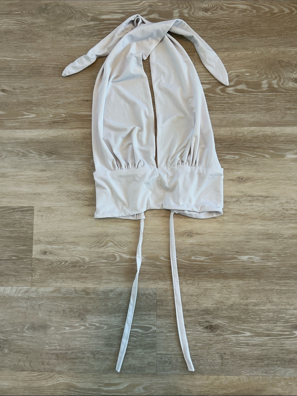 Women's Light Gray Halter Crop Top with Tie Back